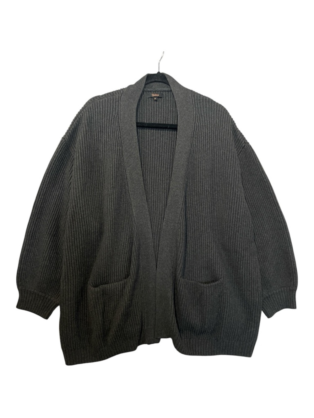 Quince 100% Organic Cotton Oversized Cardigan Womens XL Gray Sustainable Chunky